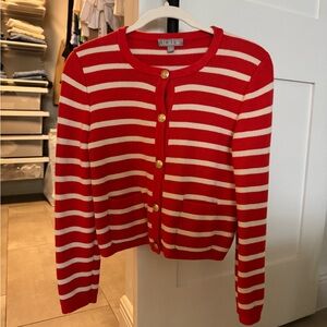 J. Crew Red and White Striped Emilie Sweater